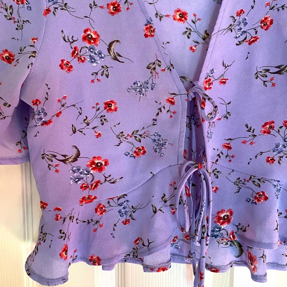 Purple tie up blouse from m for mendocino, size medium. - Picture 2 of 3